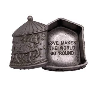 Ms Dee Pewter Trinket Box Carousel Love Makes The World Go Round Vtg